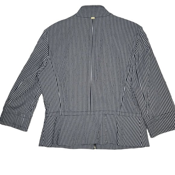 St. John black and white gingham check seersucker blazer size 14 - Picture 2 of 8